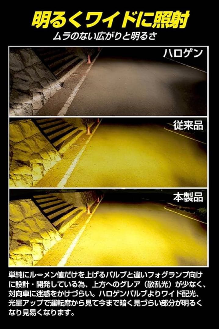 IPF フォグランプ LED H8 H11 H16 極黄 ディープイエロー