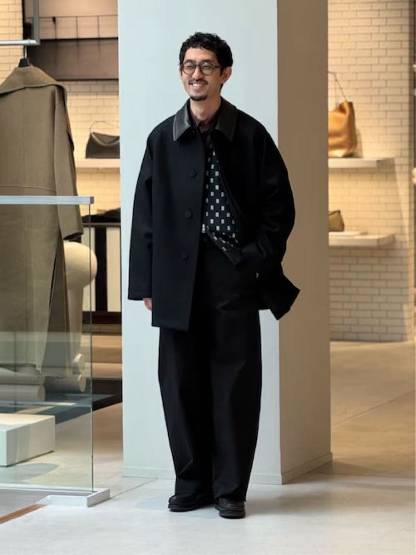 Edition Super120's ライトメルトンバルカマンコート ブラックS