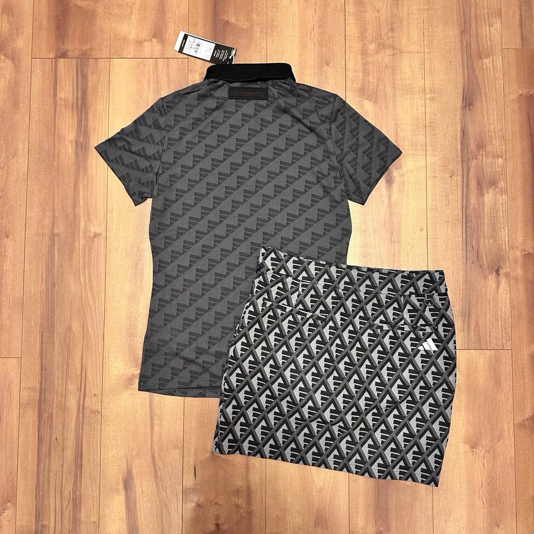 半袖ポロシャツ　スカート　セットアップ　春夏　吸水速乾　グレー×ブラック　新品S