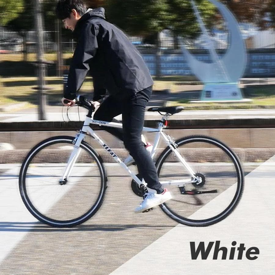 【クロスバイク XC-009ホワイト】SHIMANO製21段変速・700Cタイヤ