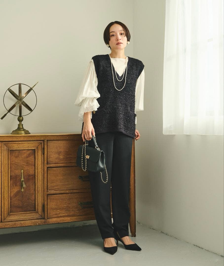 PUAL CE CIN ツイードライクニットベスト