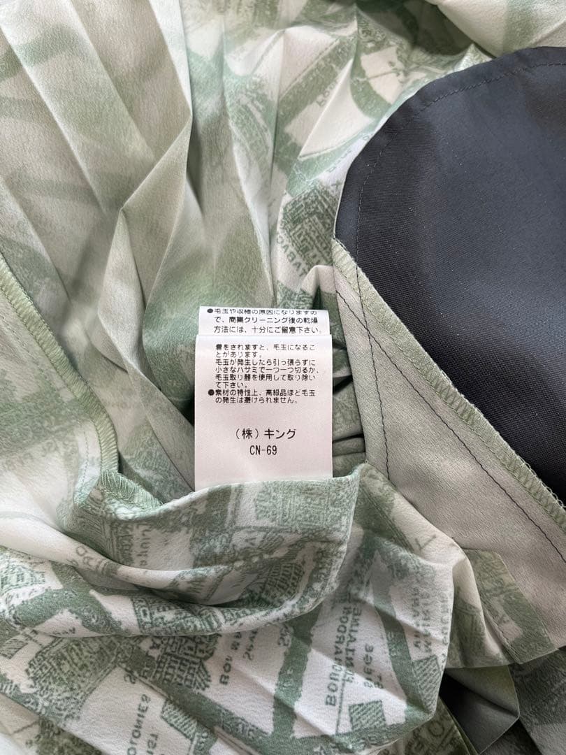 未使用 モラビト プルミエ/パリ地図柄 プリーツロングワンピース 38