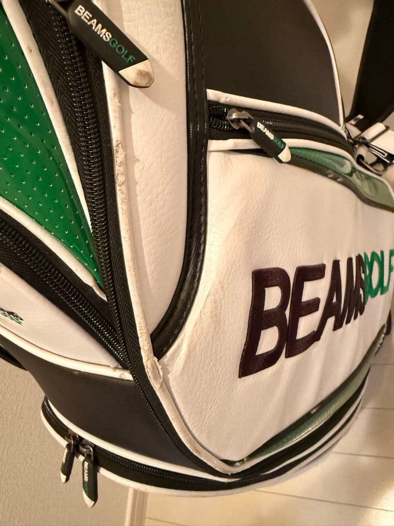 BEAMS GOLF キャディバッグ ホワイト グリーン