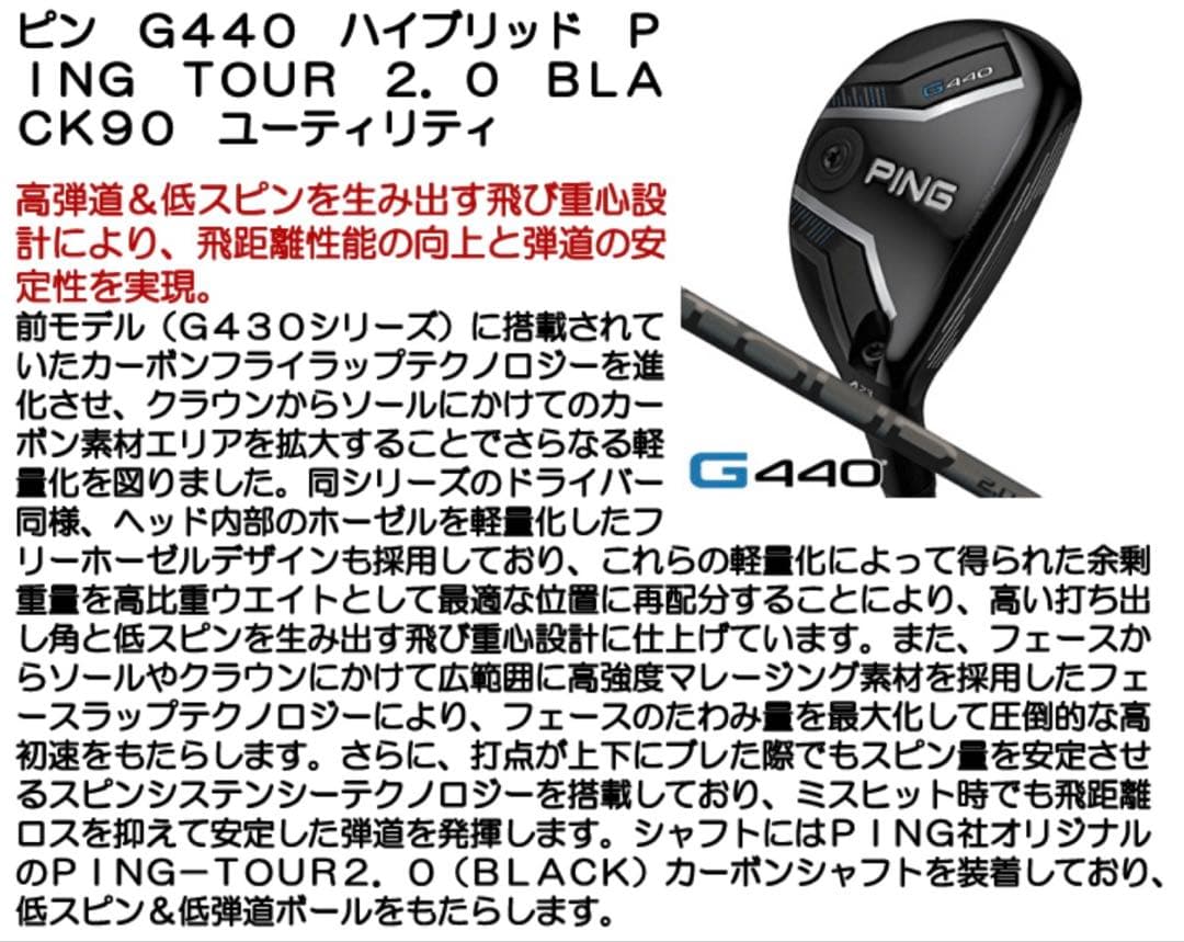 [未使用/日本正規品] ピン G440 4u 23° /ユーティリティヘッド単品