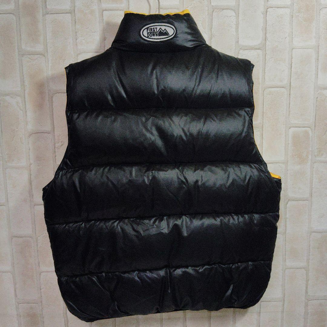 ファーストダウン　ダウンベスト　黒　イエロー　リバーシブル