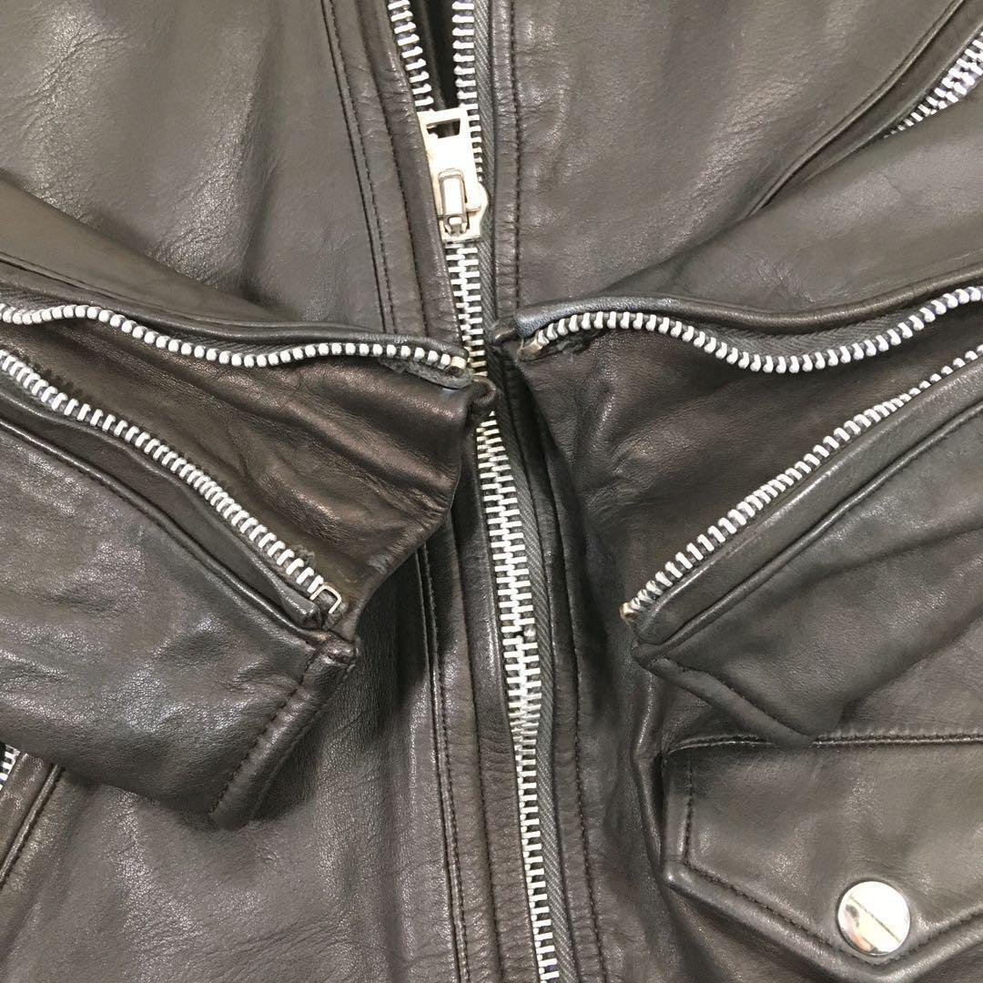 アボンタージュ レザージャケット ライダース　黒ブラック　牛革　裏地 綿100%