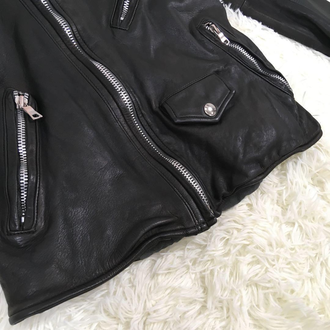 アボンタージュ レザージャケット ライダース　黒ブラック　牛革　裏地 綿100%