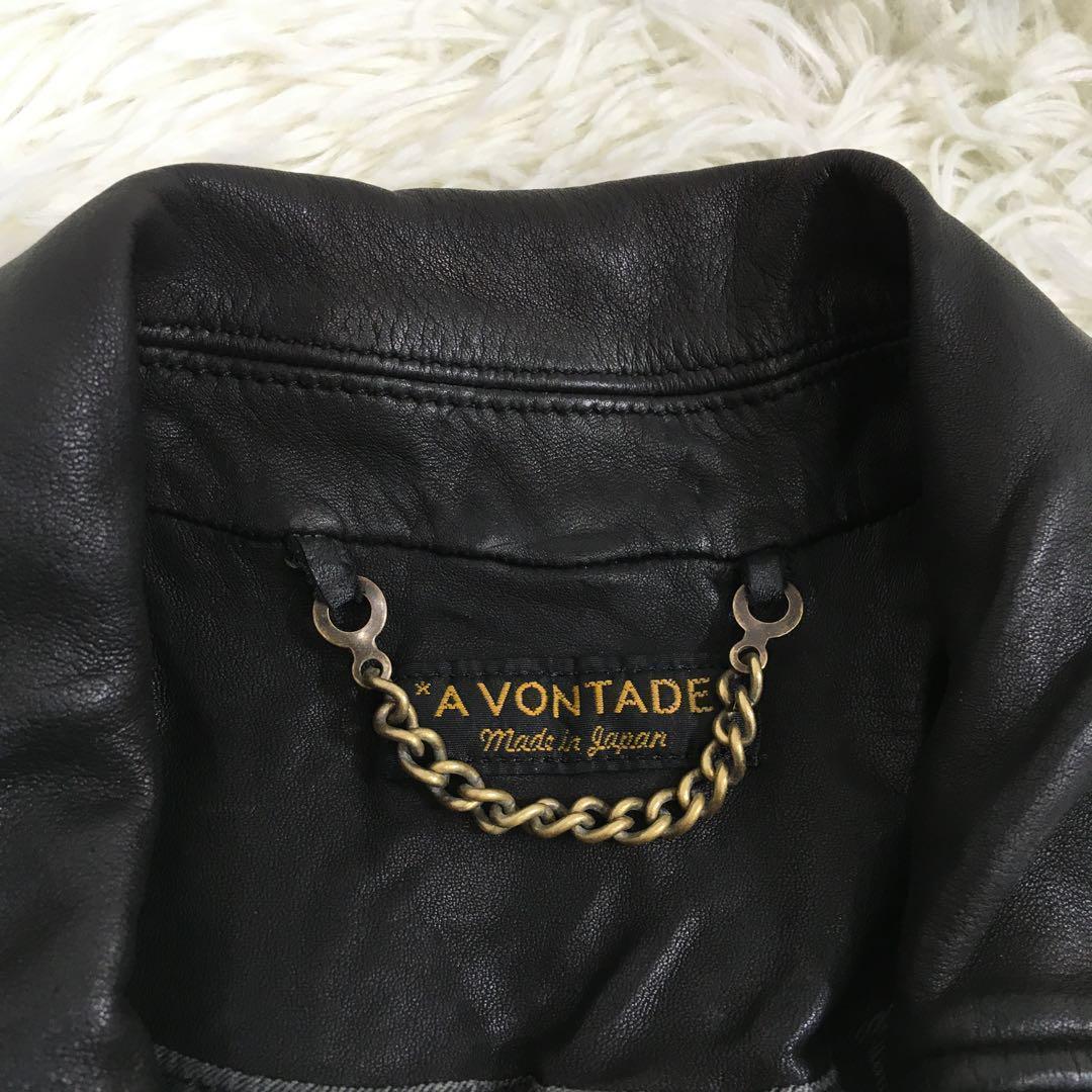 アボンタージュ レザージャケット ライダース　黒ブラック　牛革　裏地 綿100%