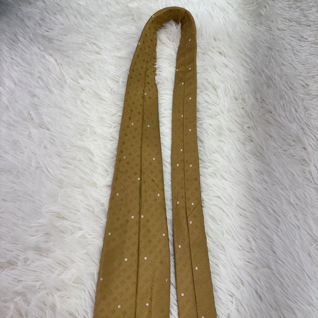 ルイヴィトン モノグラム ジャガード 現行 ドット シルク ネクタイ ゴールド系