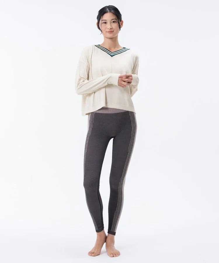 新品未使用【SUKALA】シャドーストライプメランジレギンスLブラック