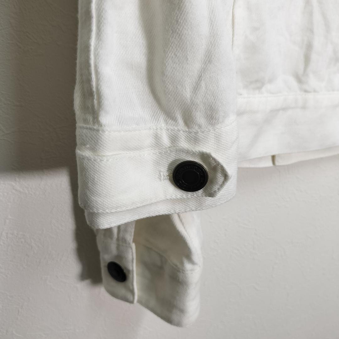 ⑧ バーバリーブラックレーベル 麻混 デニムジャケット 白 M Gジャン