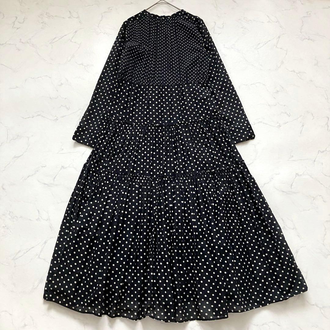 美品✨ ヌキテパ　IENA別注　ドット　ティアードワンピース　ギャザー　コットン