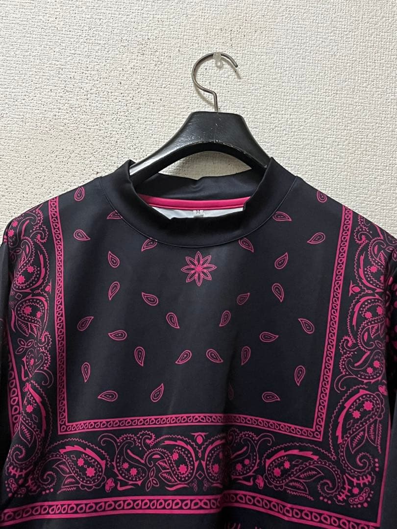 mid 90s club×Puttwell　モックネックカットソー　/M　黒