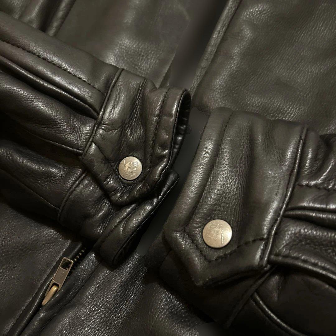 超柔らか　レザージャケット　革ジャン　鹿革　A-2　ライダース　本革　古着　上質