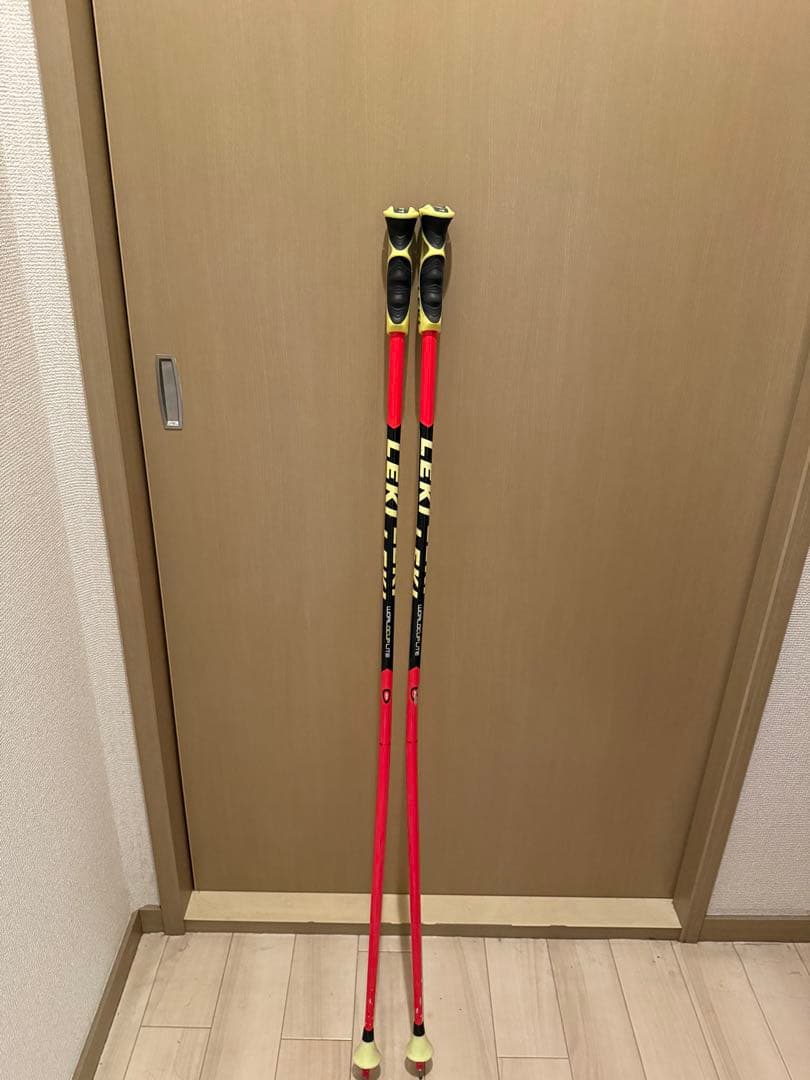 LEKI レッド/イエロー スキー用ストック　110cm