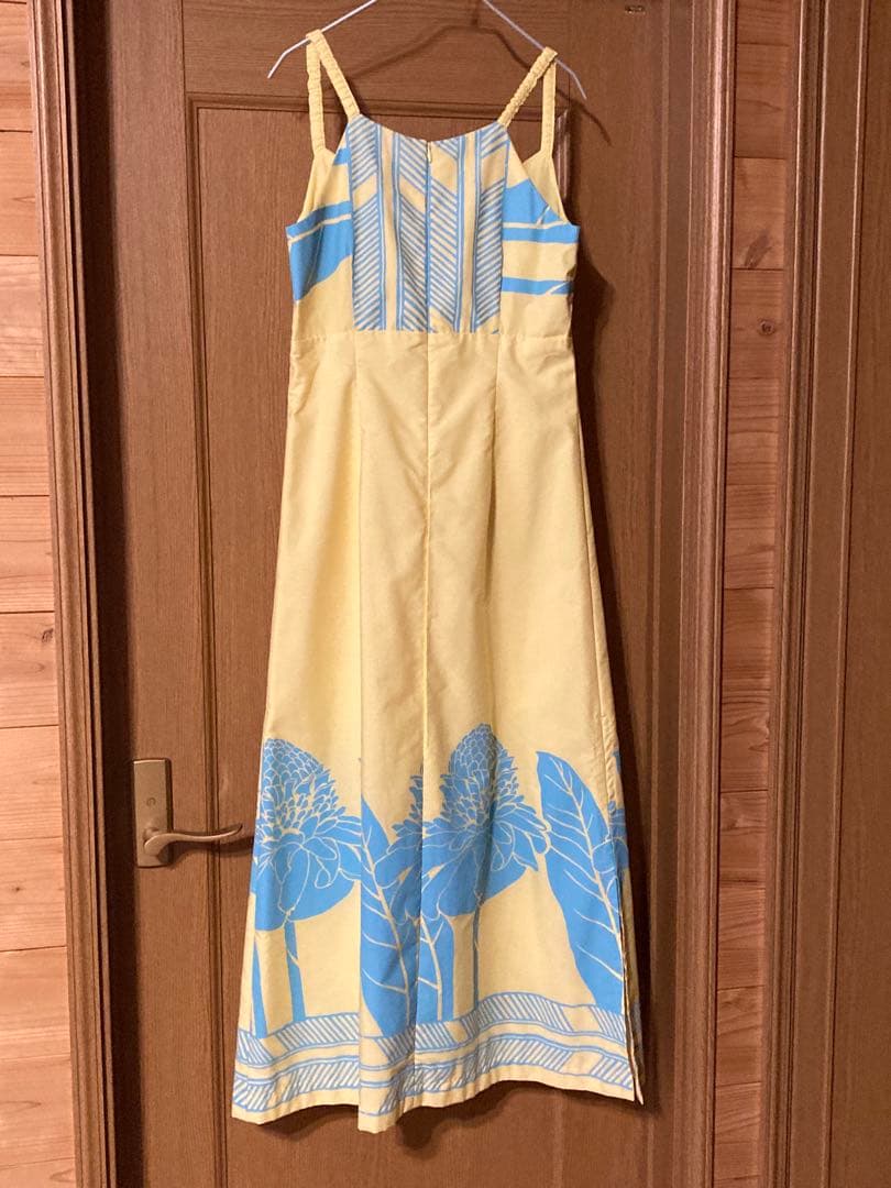 [お値下げ]爽やかレモンイエローとブルーのフラドレス　トーチジンジャー