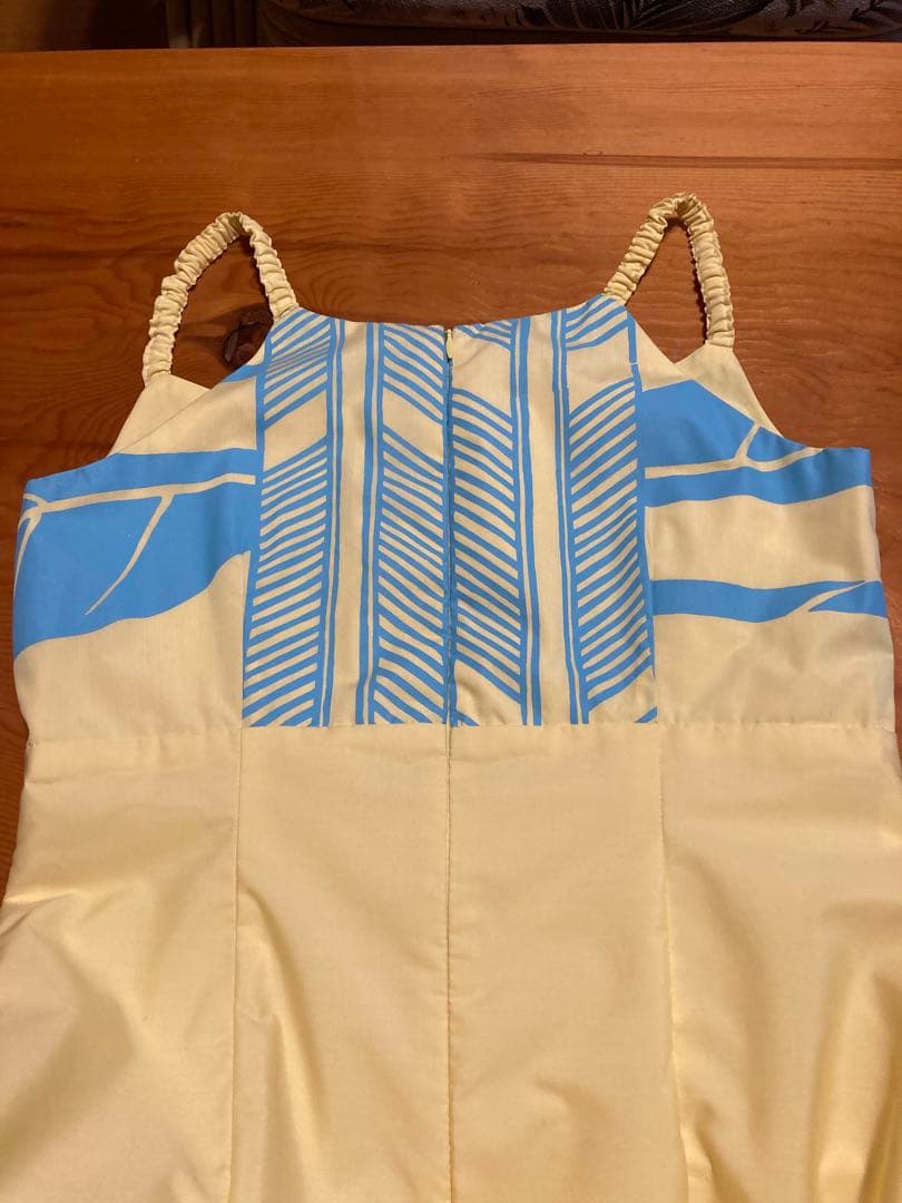 [お値下げ]爽やかレモンイエローとブルーのフラドレス　トーチジンジャー