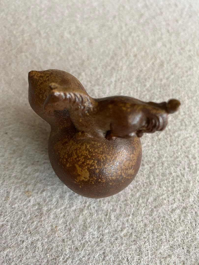 K.F！備前焼・木村陶峰／瓢箪から駒　瓢箪・馬の香合