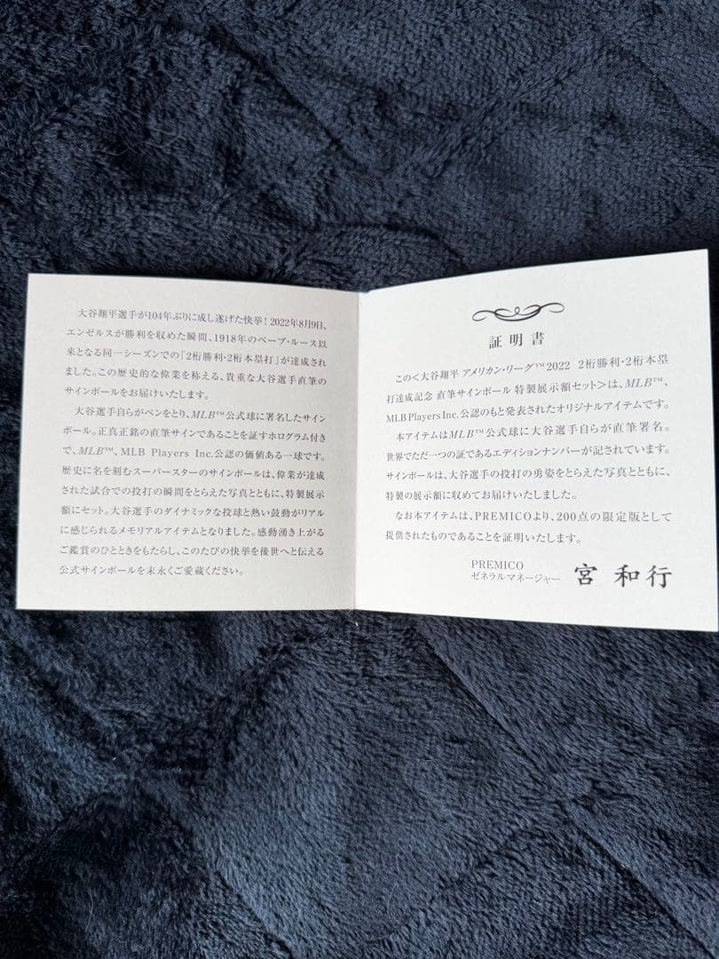 希少　大谷翔平 直筆サインボール アメリカン・リーグ2桁勝利・2桁本塁打達成記念