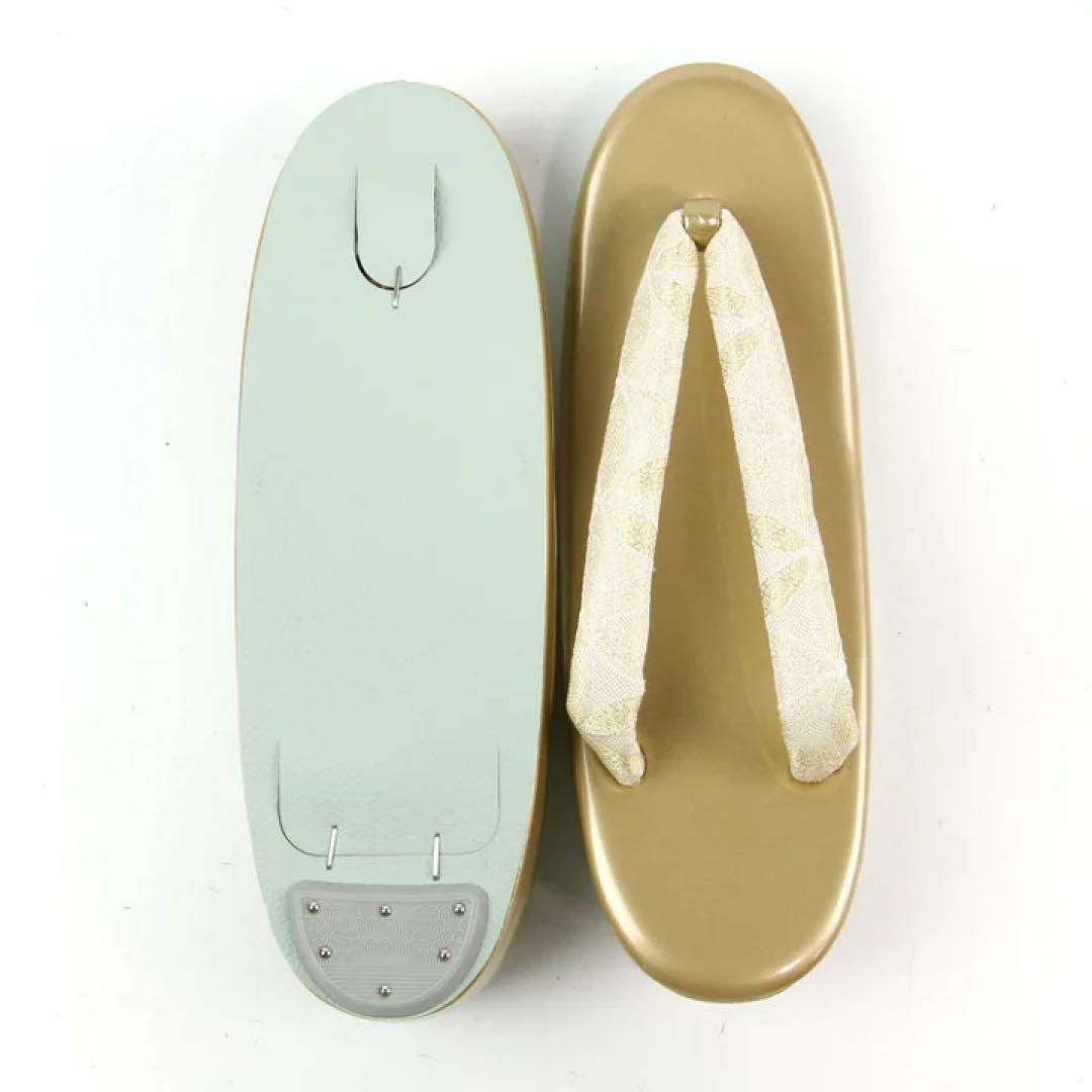 ☆新品未使用☆礼装用佐賀錦ゴールド系草履バッグセット　フリーサイズ　N55