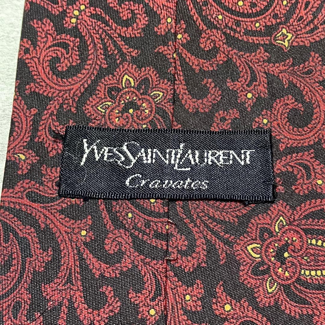 【未使用に近い】　イヴサンローラン　ネクタイ　ペイズリー柄　花柄　日本製　シルク