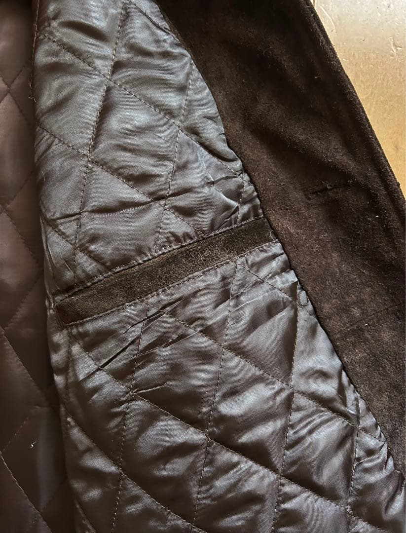 GAP スエードハーフステンカラーコート中綿キルティング本革　濃ブラウンL〜XL