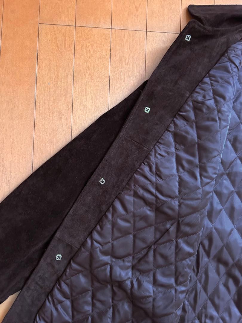 GAP スエードハーフステンカラーコート中綿キルティング本革　濃ブラウンL〜XL