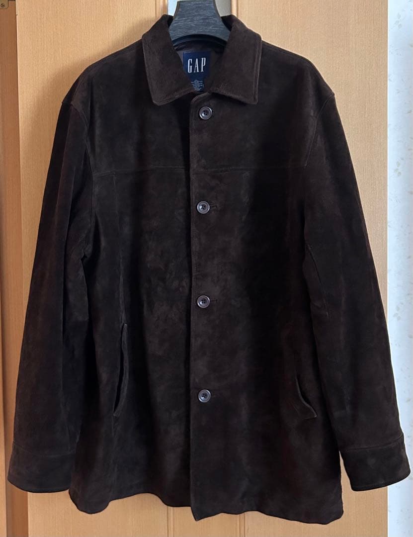 GAP スエードハーフステンカラーコート中綿キルティング本革　濃ブラウンL〜XL