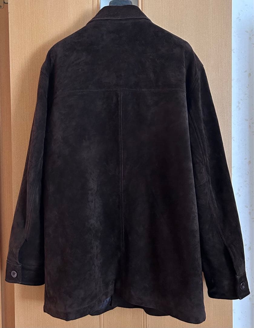 GAP スエードハーフステンカラーコート中綿キルティング本革　濃ブラウンL〜XL