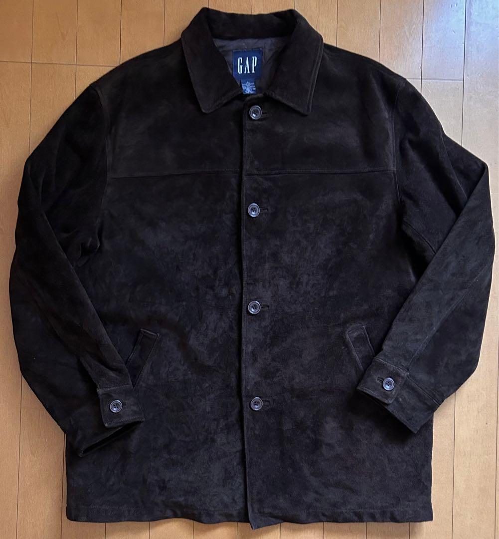 GAP スエードハーフステンカラーコート中綿キルティング本革　濃ブラウンL〜XL