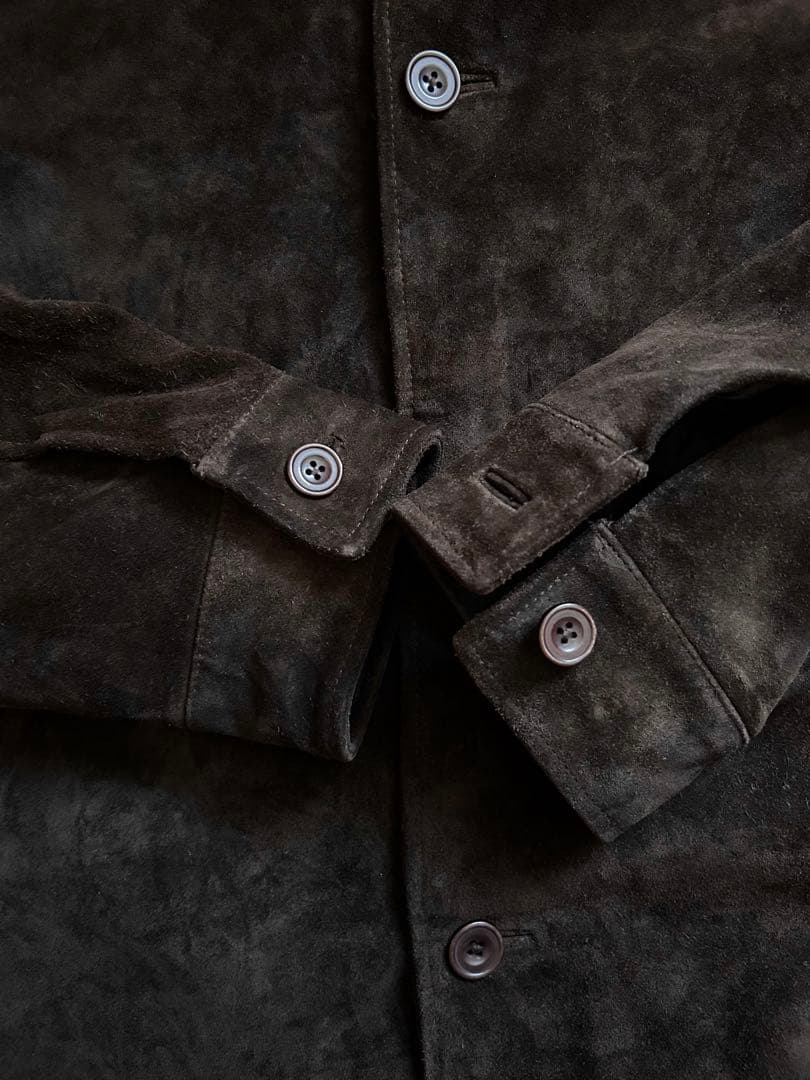 GAP スエードハーフステンカラーコート中綿キルティング本革　濃ブラウンL〜XL