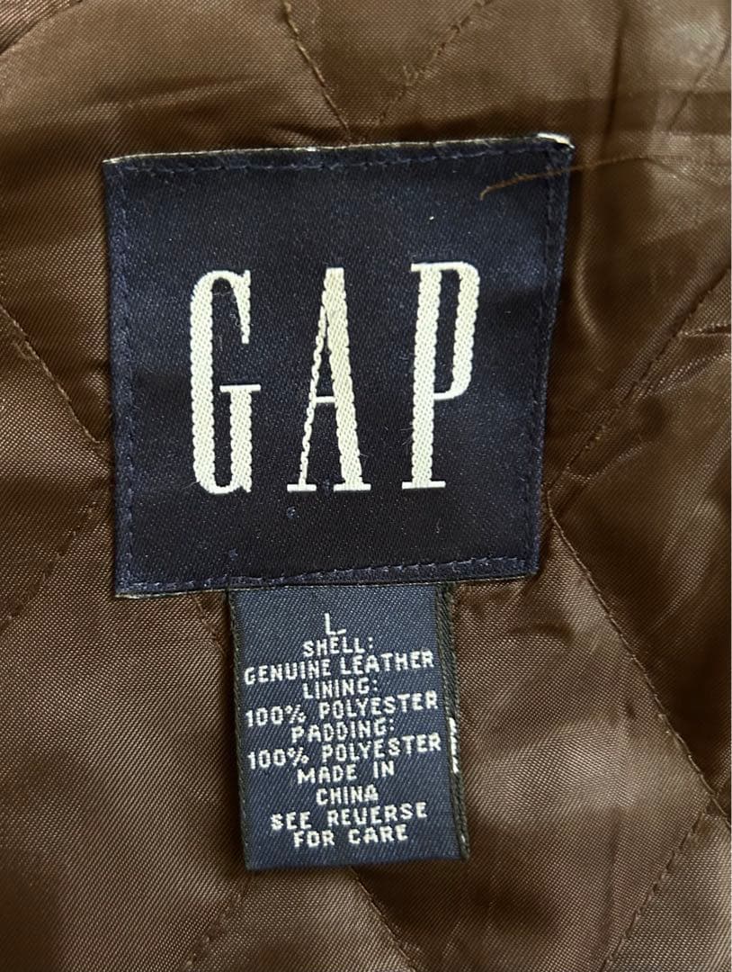 GAP スエードハーフステンカラーコート中綿キルティング本革　濃ブラウンL〜XL