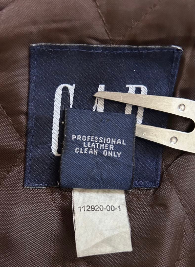 GAP スエードハーフステンカラーコート中綿キルティング本革　濃ブラウンL〜XL
