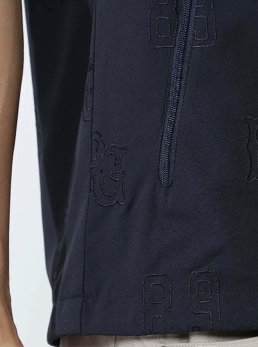 パーリーゲイツ Peロゴ柄刺繍 フルジップベスト サイズ4 ネイビー 新品 春夏