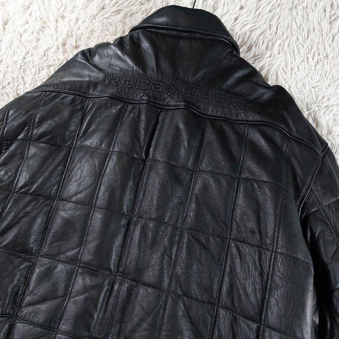 美品 00s ROCAWEAR B系 ロゴ レザーダウンジャケット ヒップホップ