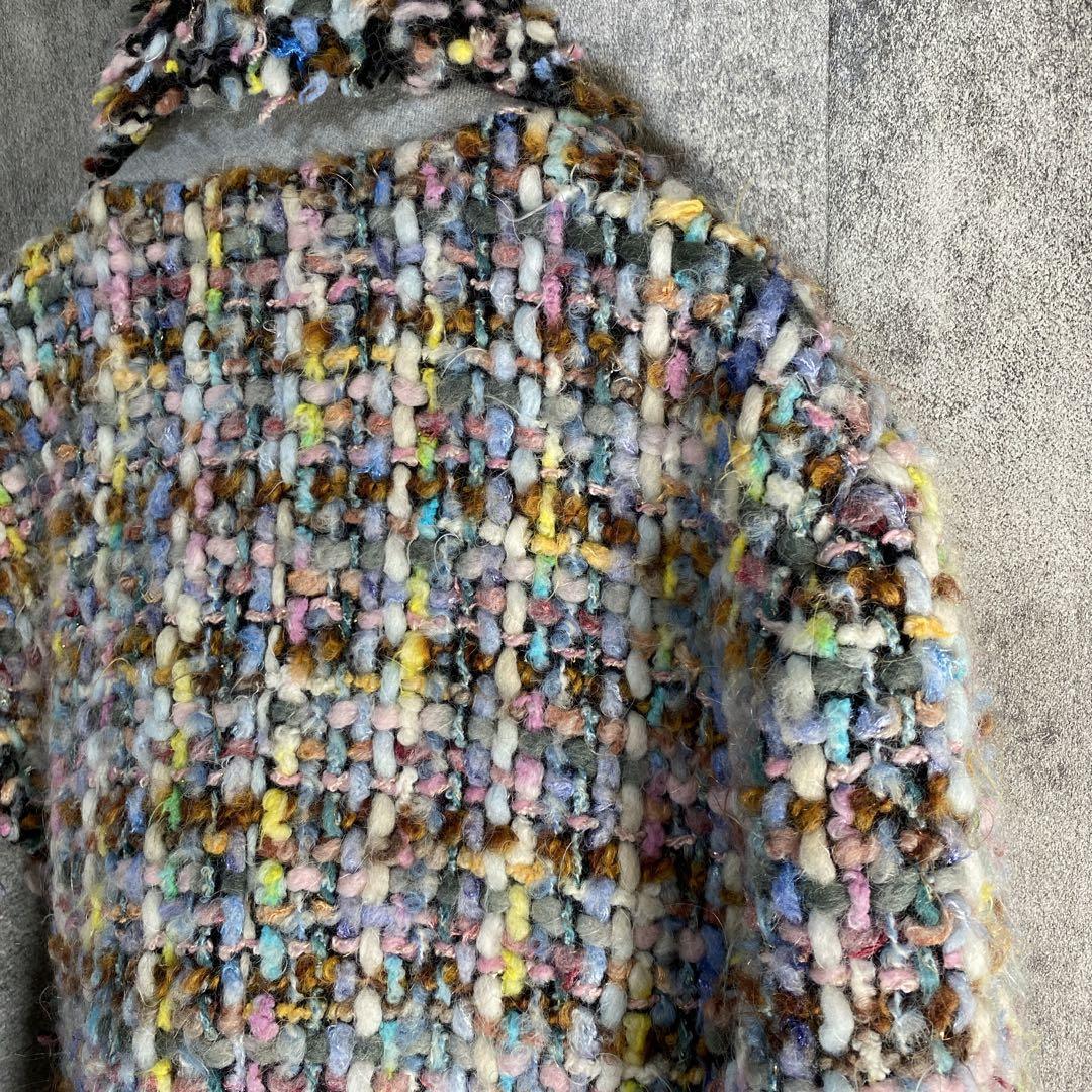 一点物級 モコモコ立体糸　立体カラーヤーン ツイードジャケット 高級感◎ 40