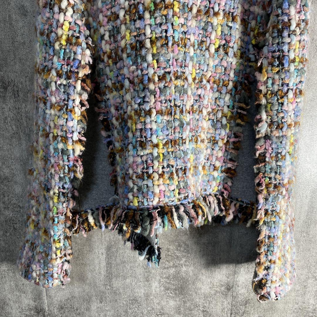 一点物級 モコモコ立体糸　立体カラーヤーン ツイードジャケット 高級感◎ 40