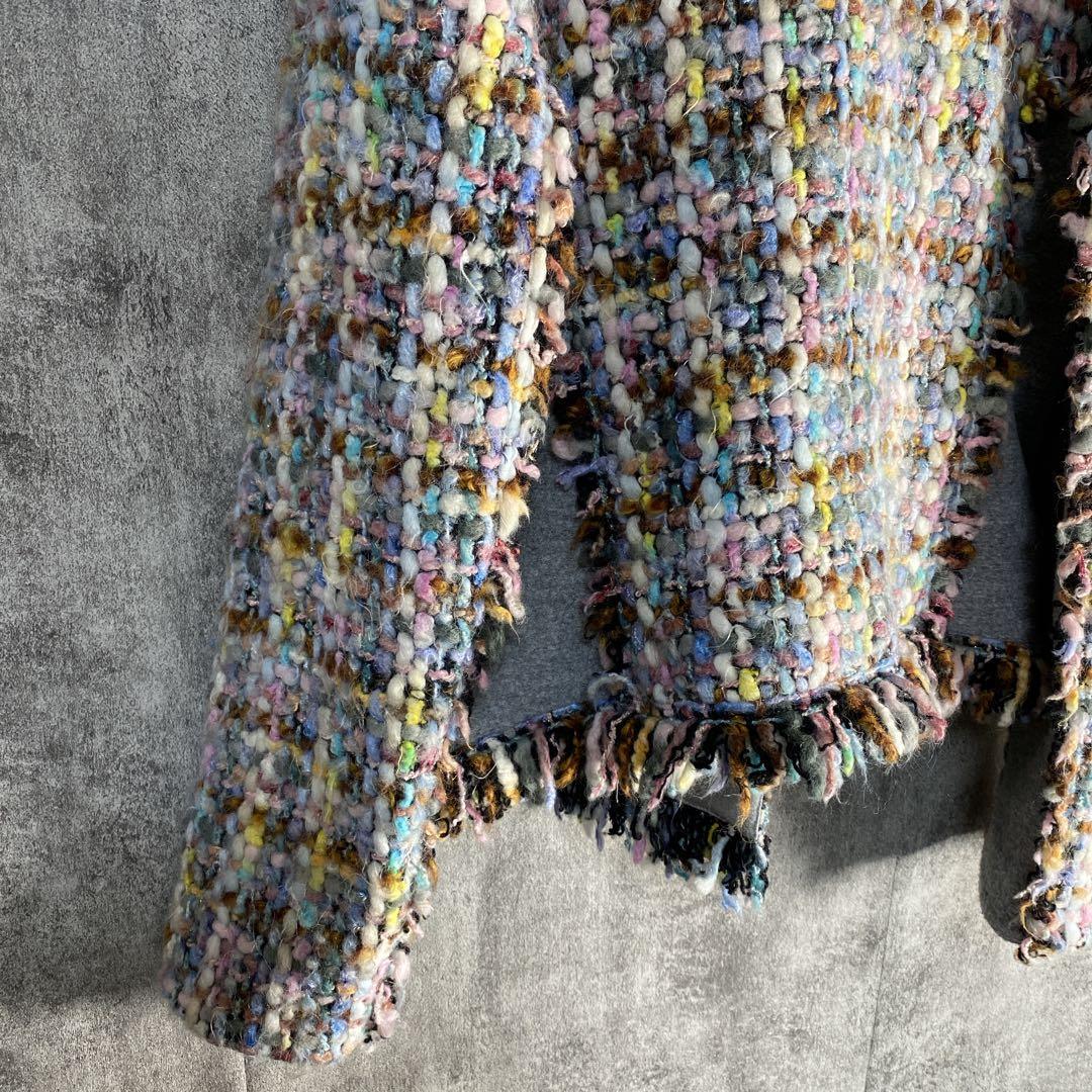 一点物級 モコモコ立体糸　立体カラーヤーン ツイードジャケット 高級感◎ 40