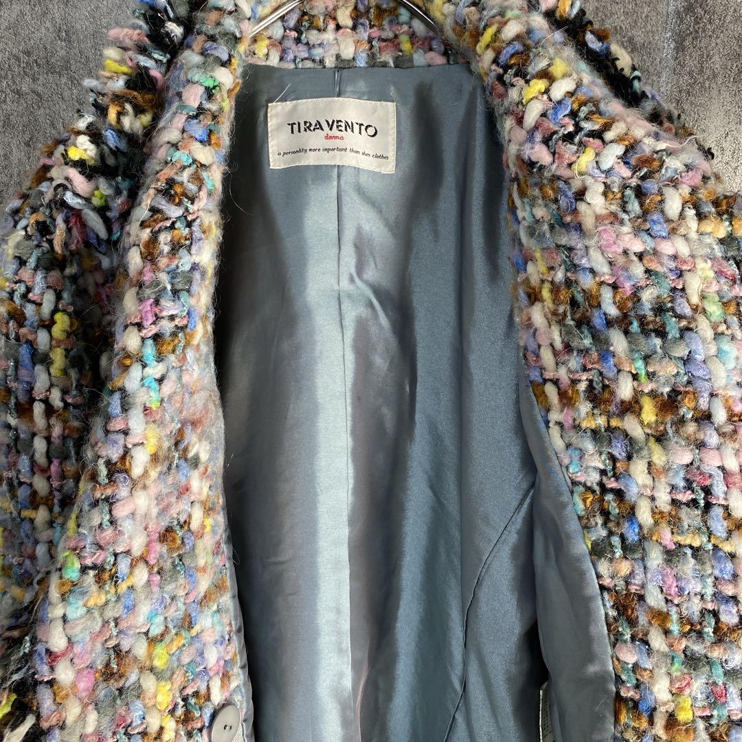 一点物級 モコモコ立体糸　立体カラーヤーン ツイードジャケット 高級感◎ 40