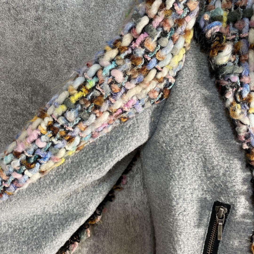 一点物級 モコモコ立体糸　立体カラーヤーン ツイードジャケット 高級感◎ 40