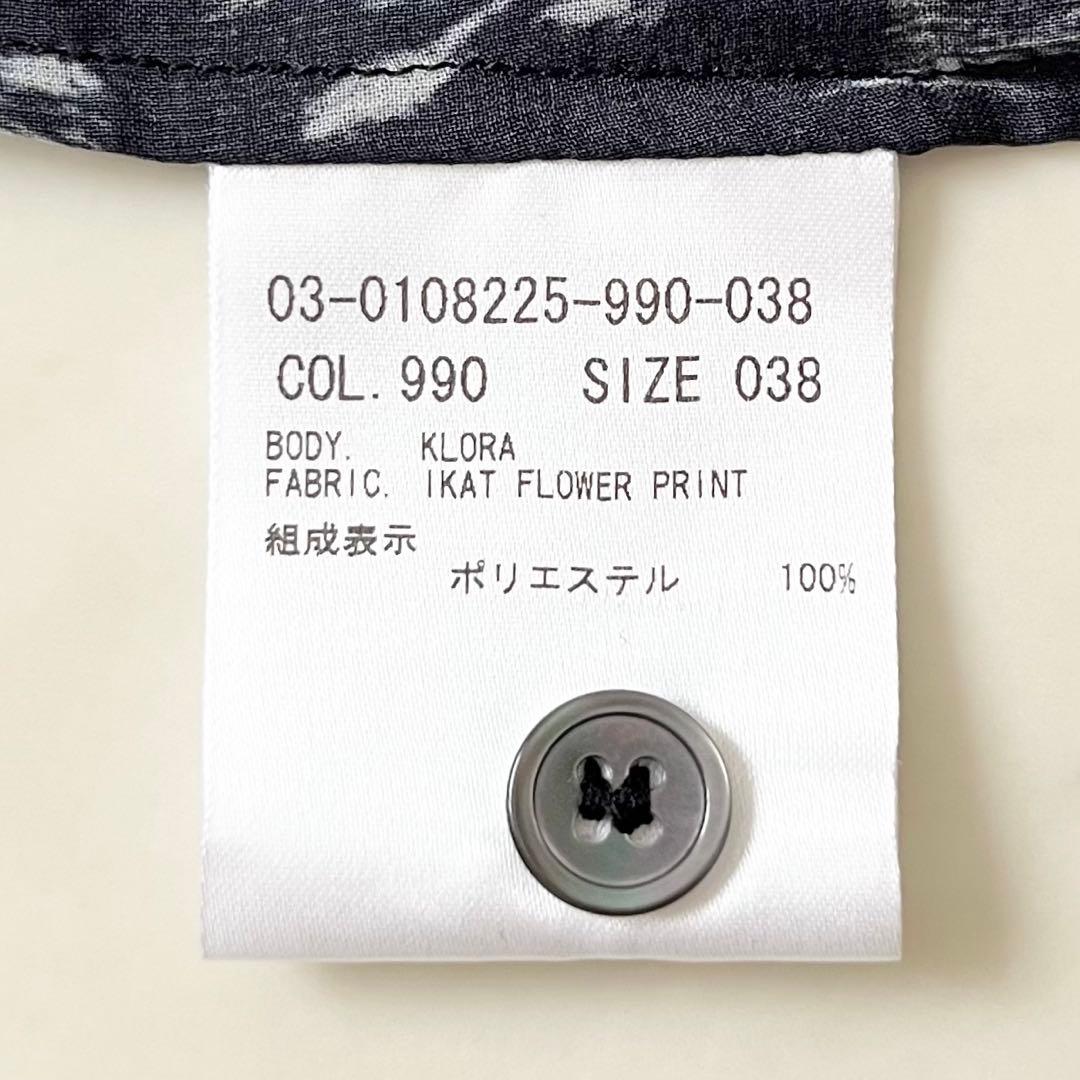 美品♪セオリーリュクス　ポリエステル　シアー　シャツ　ボウタイ　リボン　総柄　M