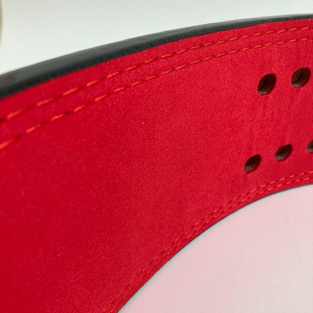 パワーベルト レバーアクション Lサイズ ワンタッチ可変式　黒×裏地赤×艶銀