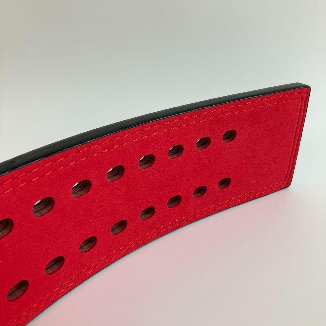 パワーベルト レバーアクション Lサイズ ワンタッチ可変式　黒×裏地赤×艶銀