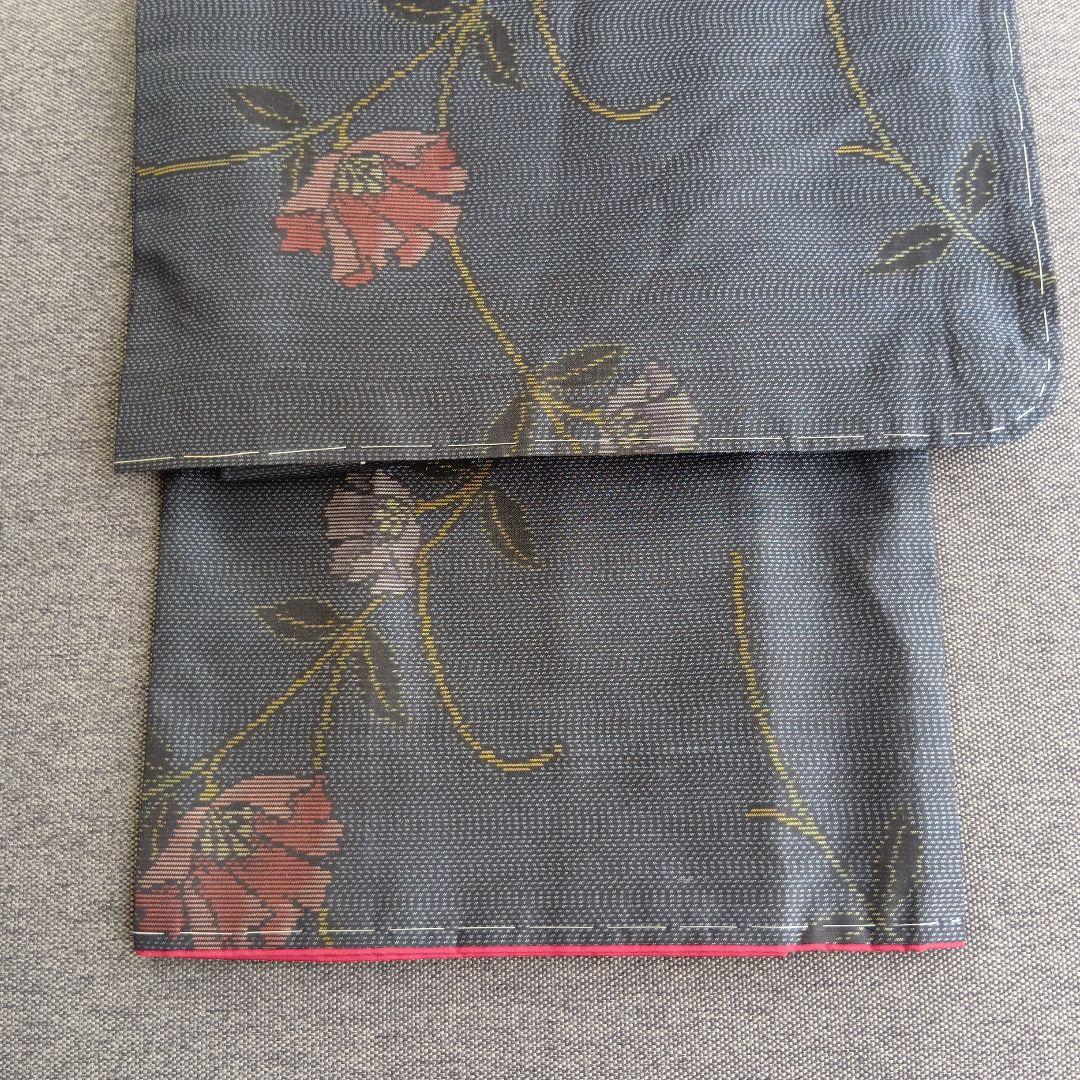 着物リメイク＊藍泥系本場大島紬　花柄＊ノースリーブテント型フレアワンピース