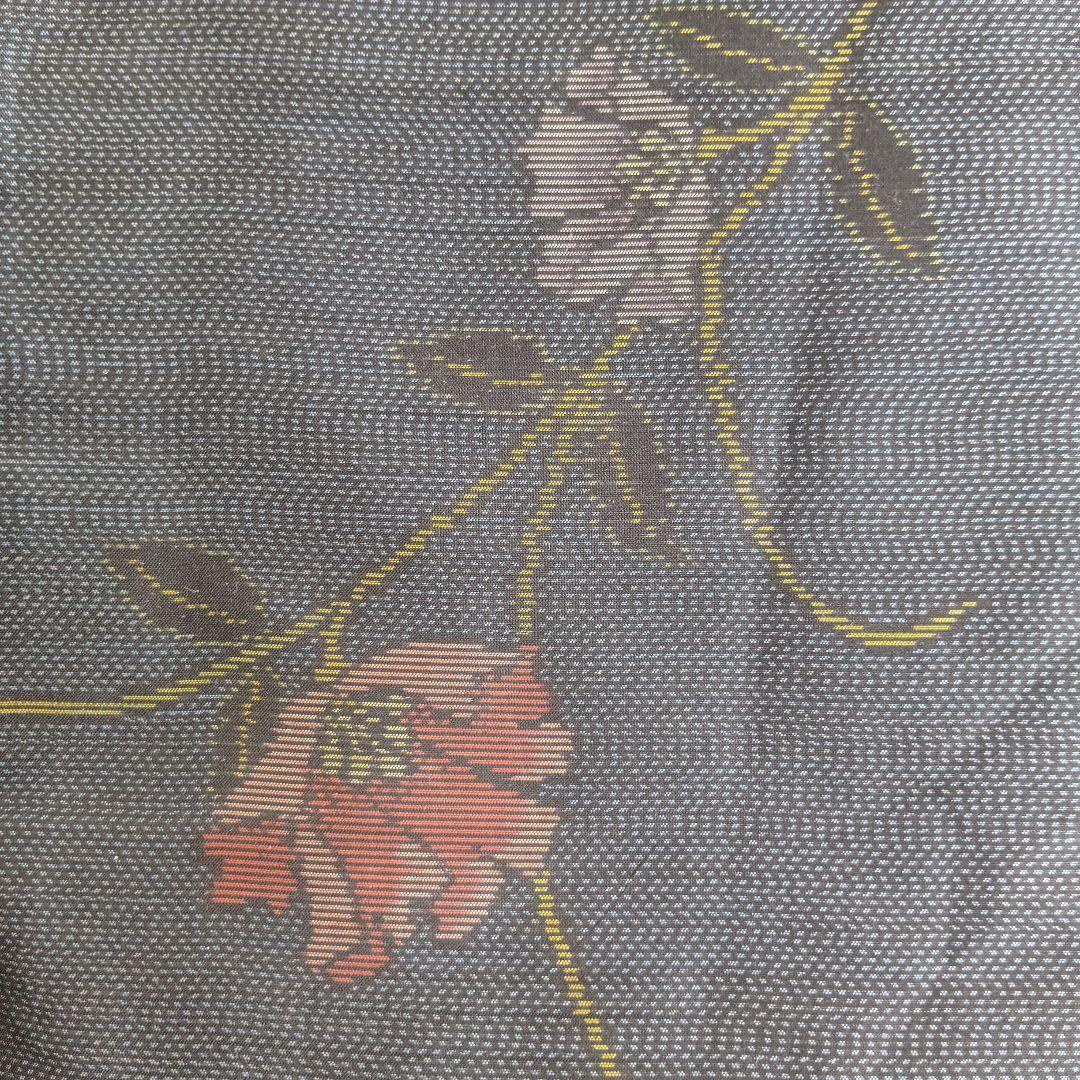 着物リメイク＊藍泥系本場大島紬　花柄＊ノースリーブテント型フレアワンピース