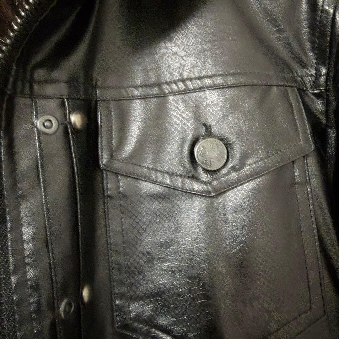 Xfrm ライダース ファーベスト 合皮 パイソン フェイクレザー