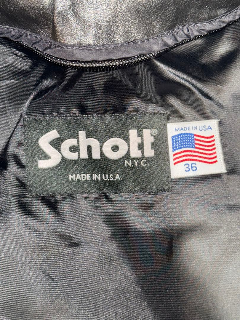 Schott 新型641シングルライダースジャケット 36 ライナーあり