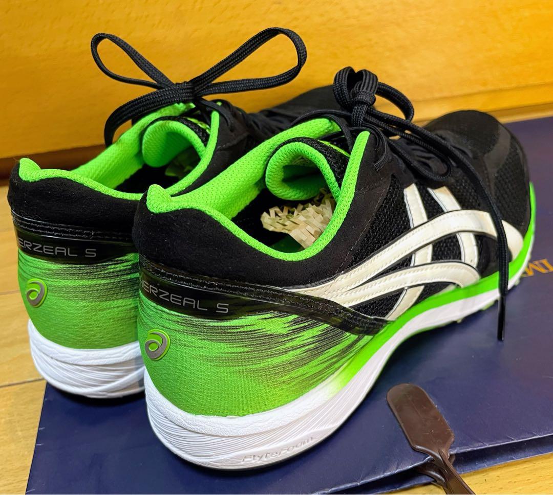 最終値下A美品アシックスターサージールランニングシューズ軽量ブラックグリーン27