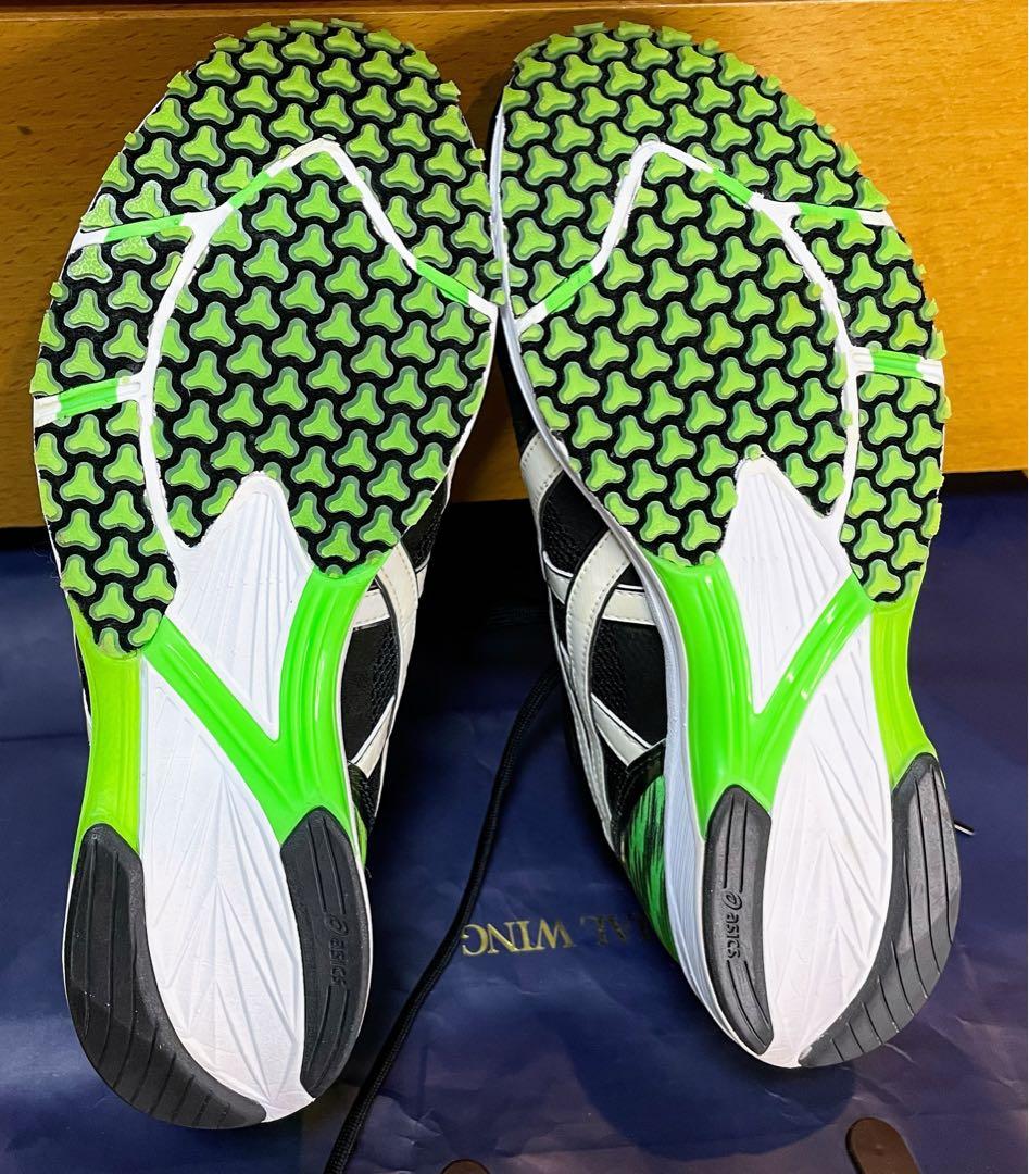 最終値下A美品アシックスターサージールランニングシューズ軽量ブラックグリーン27