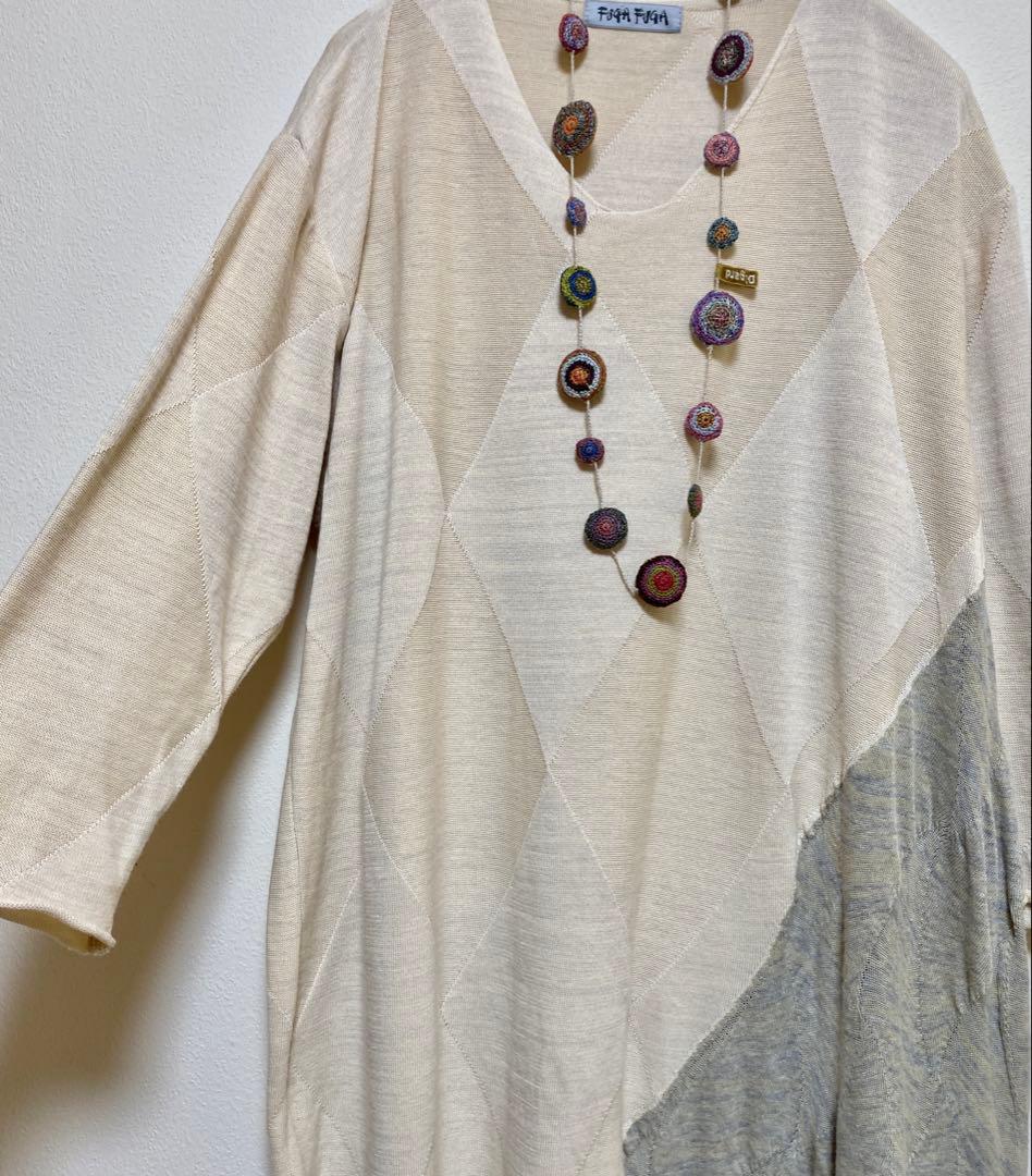 FUGA FUGA　コットンニットワンピース　未使用近　佐藤繊維